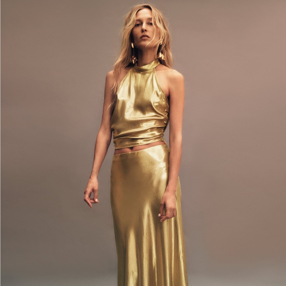 Gold halter top